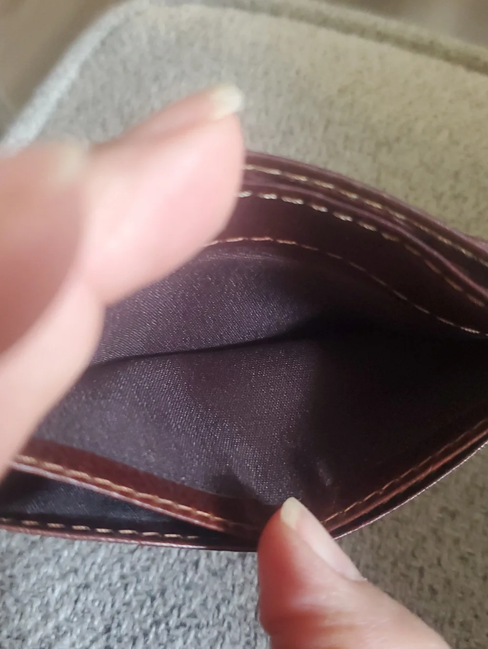 Boconi Brown Leather Card & ID Holder with Clear Window